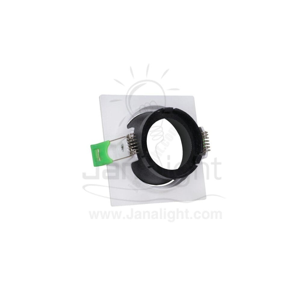 سبوت لايت فارغ متحرك مربع بلاستك ابيض فضي مط جنى لايت JN404 single square matt white & silver Spotlight frame